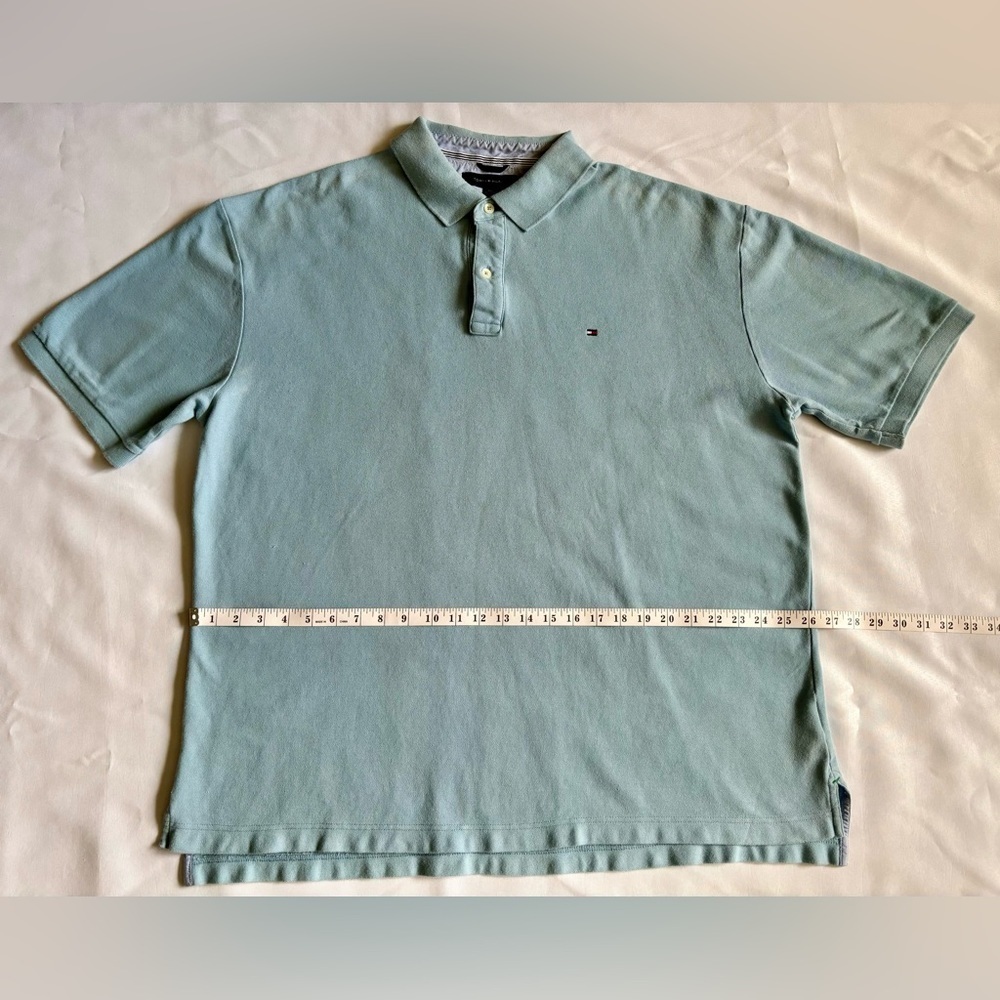 Tommy Hilfiger Shirt Men's XXL Blue Short Sleeve Polo Collared - Picture 3 of 6
